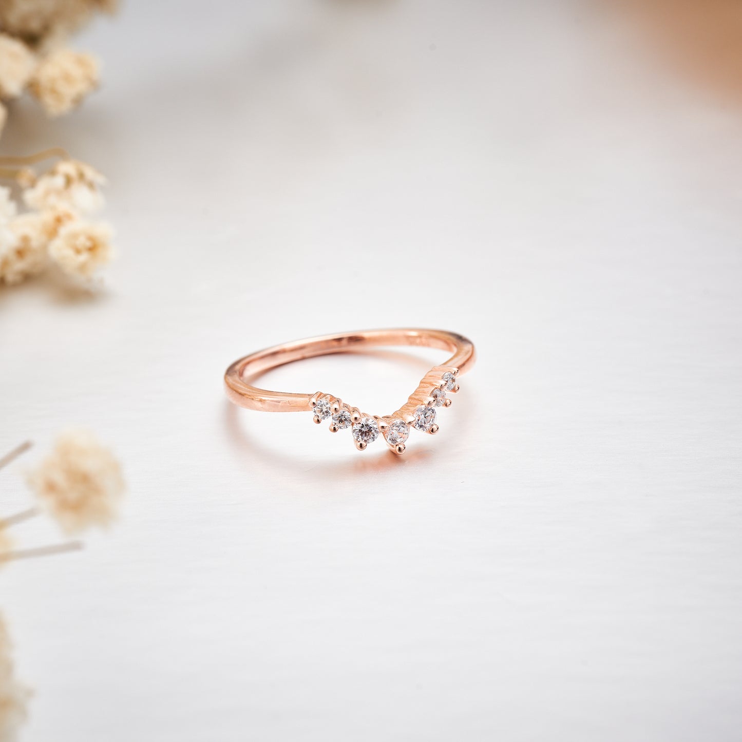 Moissanite Oval Rose Gold Bridal Wedding Ring Set for Women