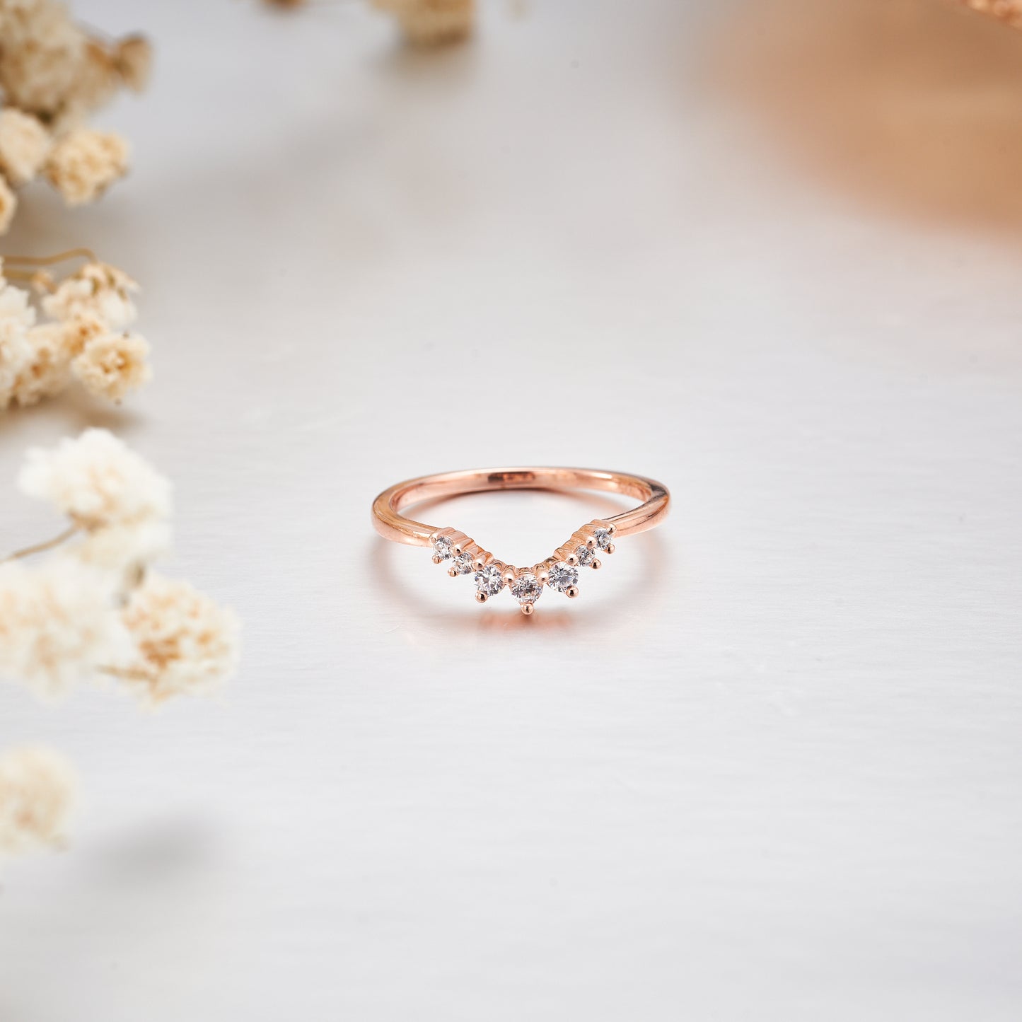 Moissanite Oval Rose Gold Bridal Wedding Ring Set for Women