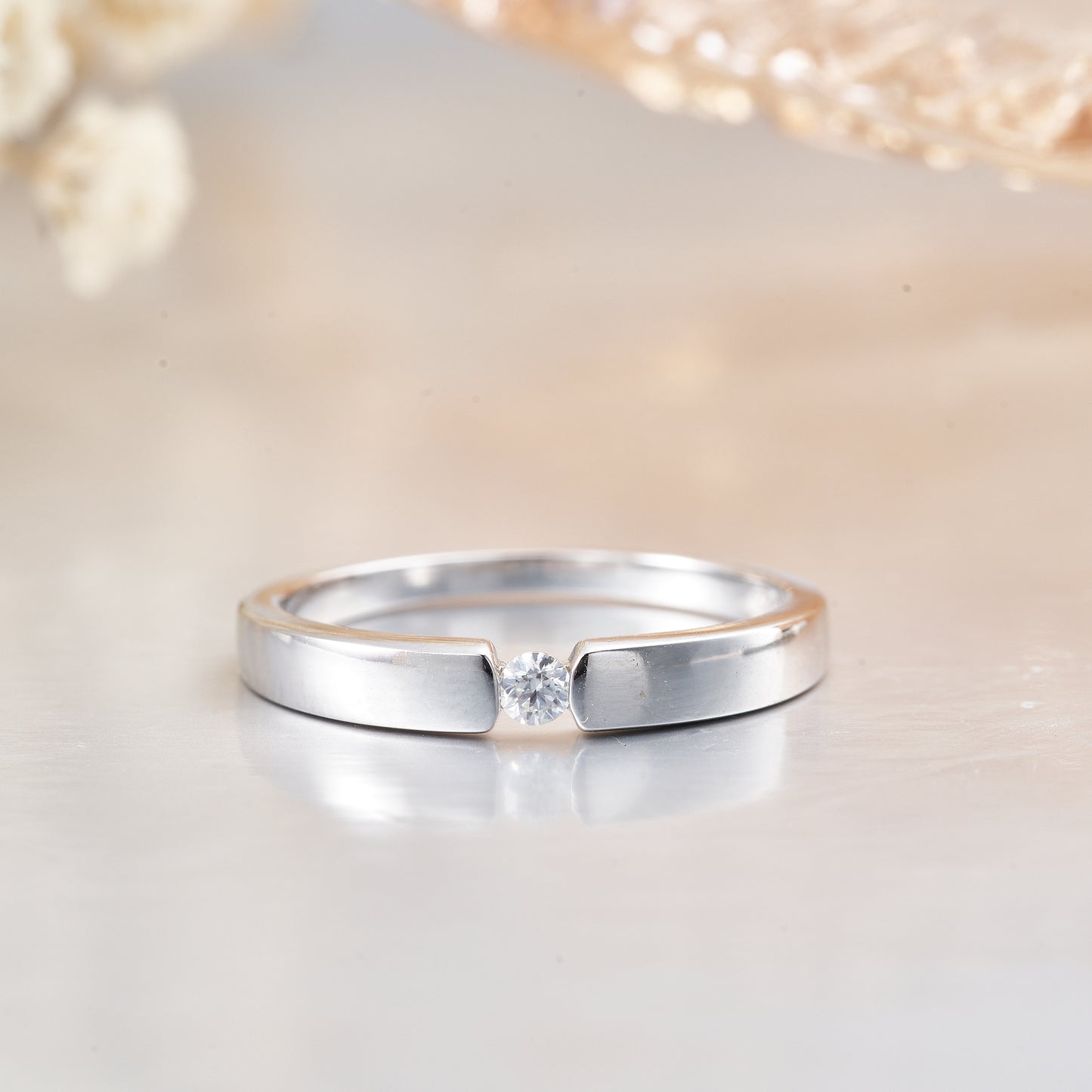 Moissanite Promise Wedding Ring for Women In Silver