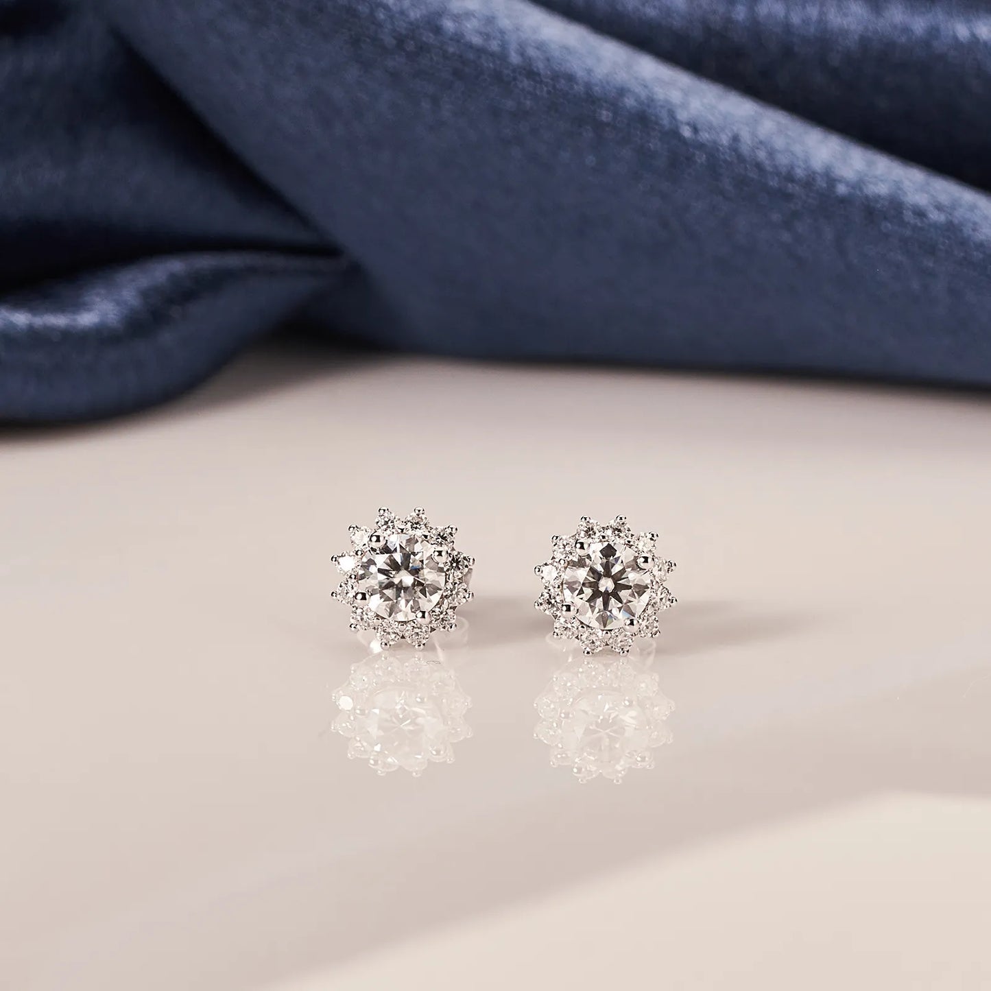 Moissanite Flower Halo Stud Earrings for Women 1CT