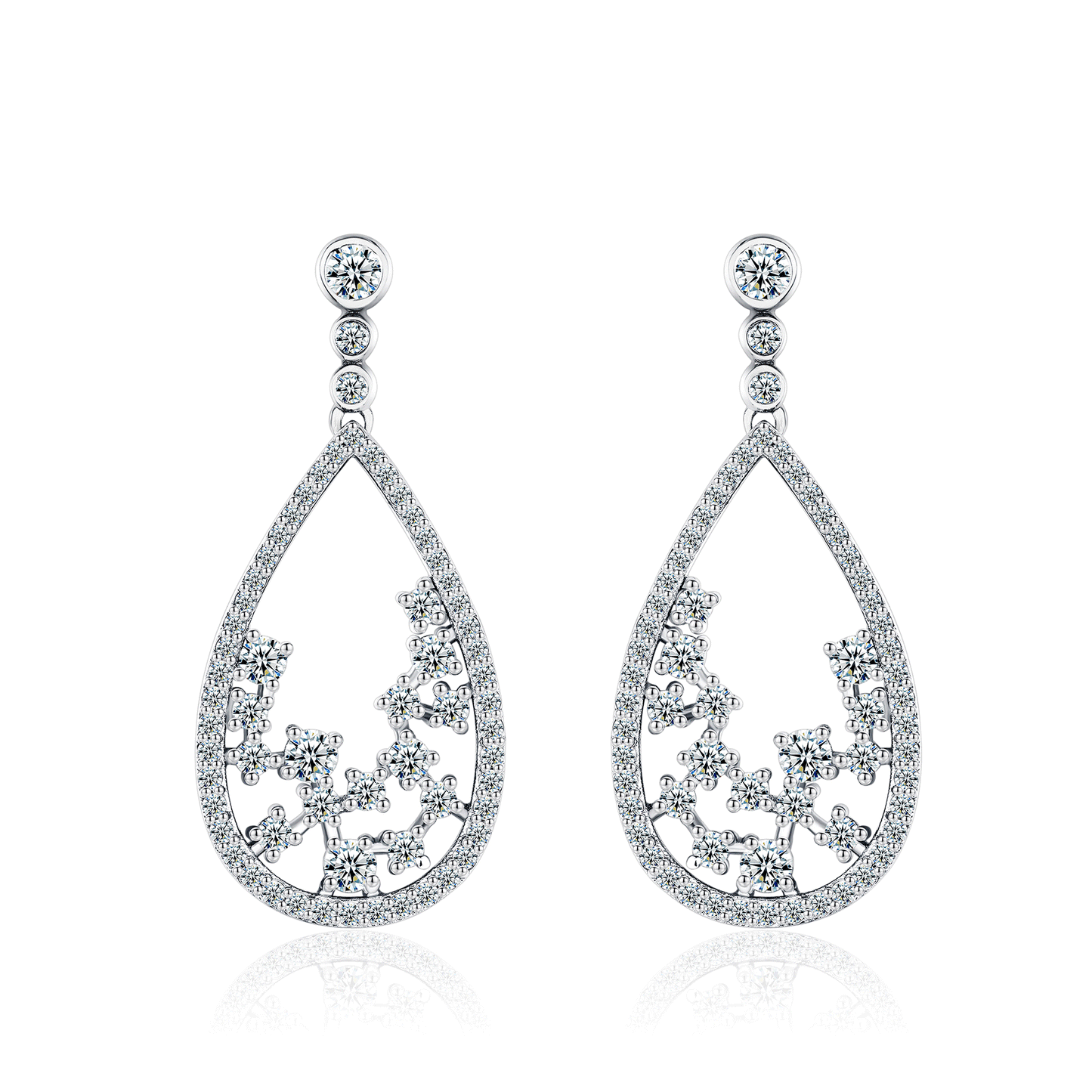 Moissanite Teardrop Cluster Dangle Earrings for Women