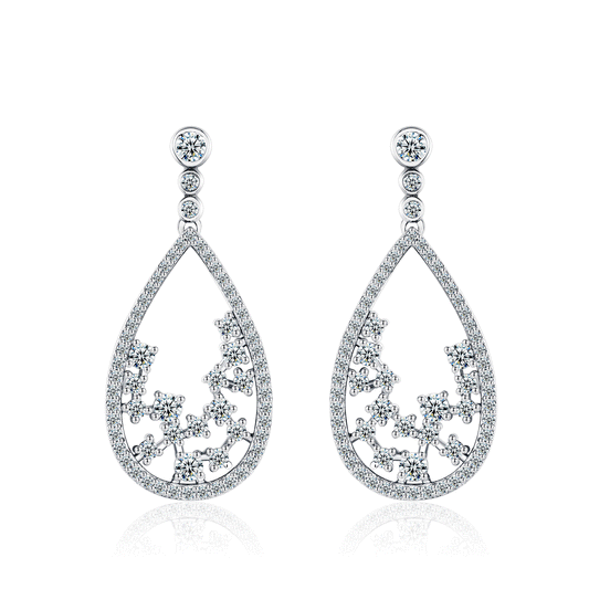 Moissanite Teardrop Cluster Dangle Earrings for Women