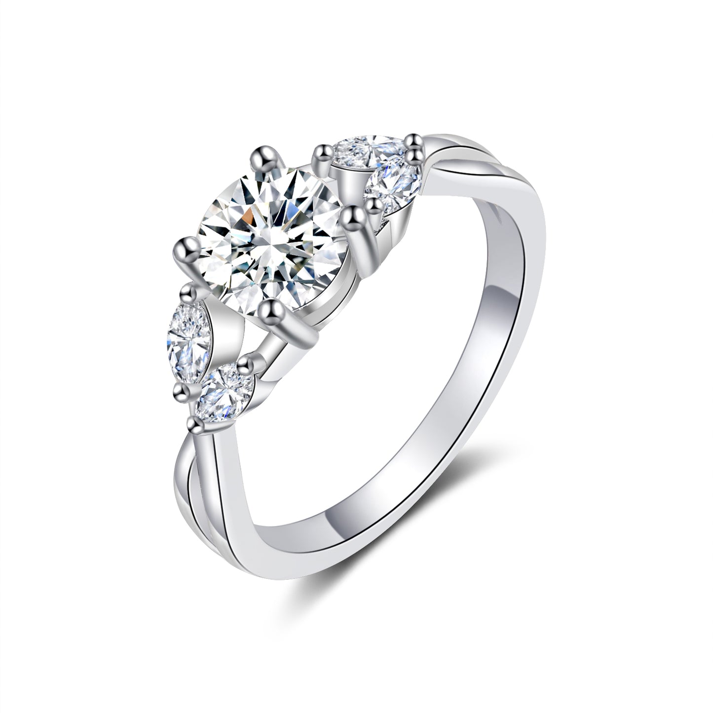 Moissanite Round Cut Promise Rings For Women 5 Stones 1CT