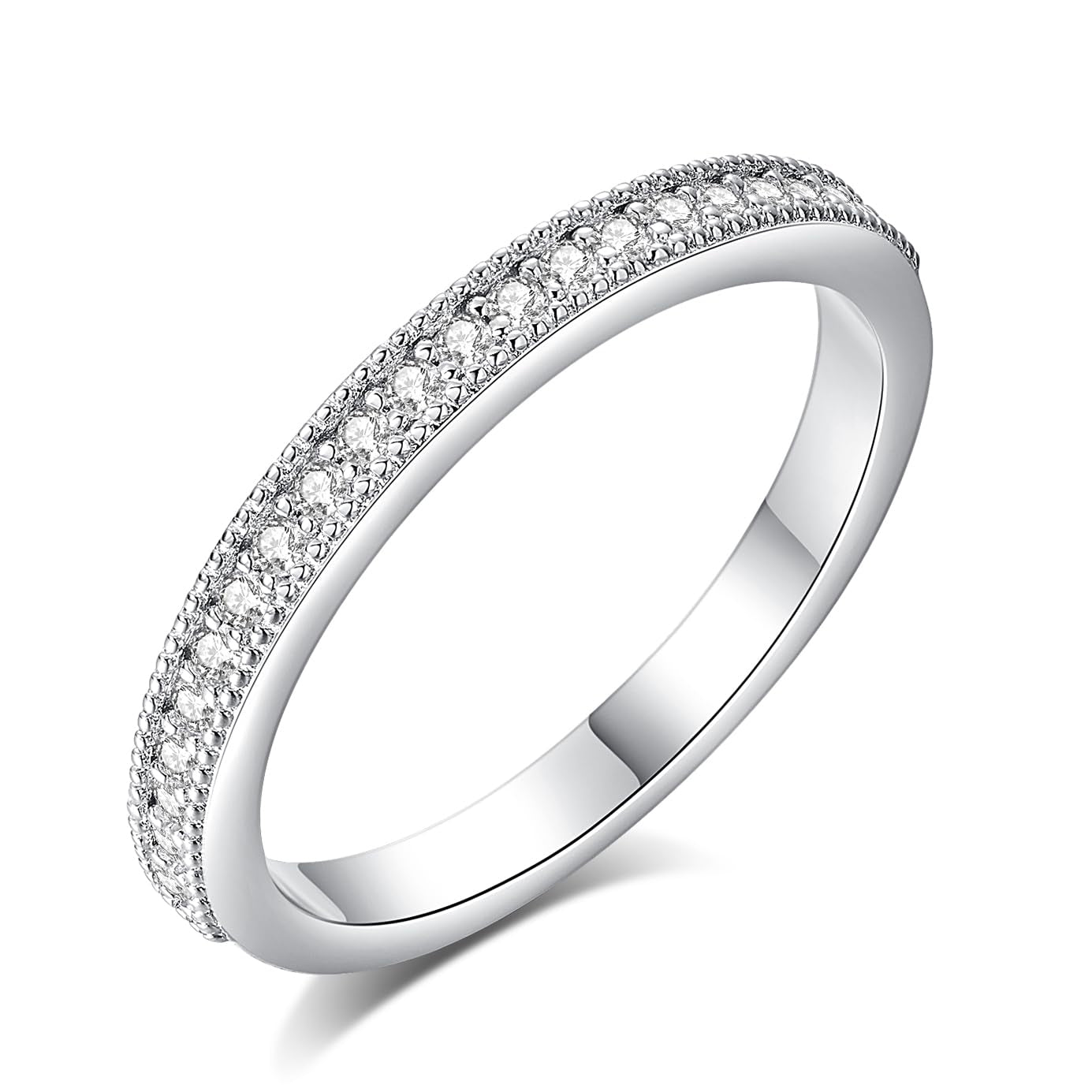 Moissanite Milgrain Half Eternity Ring for Women 0.3CT