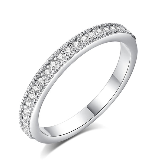 Moissanite Milgrain Half Eternity Ring for Women 0.3CT