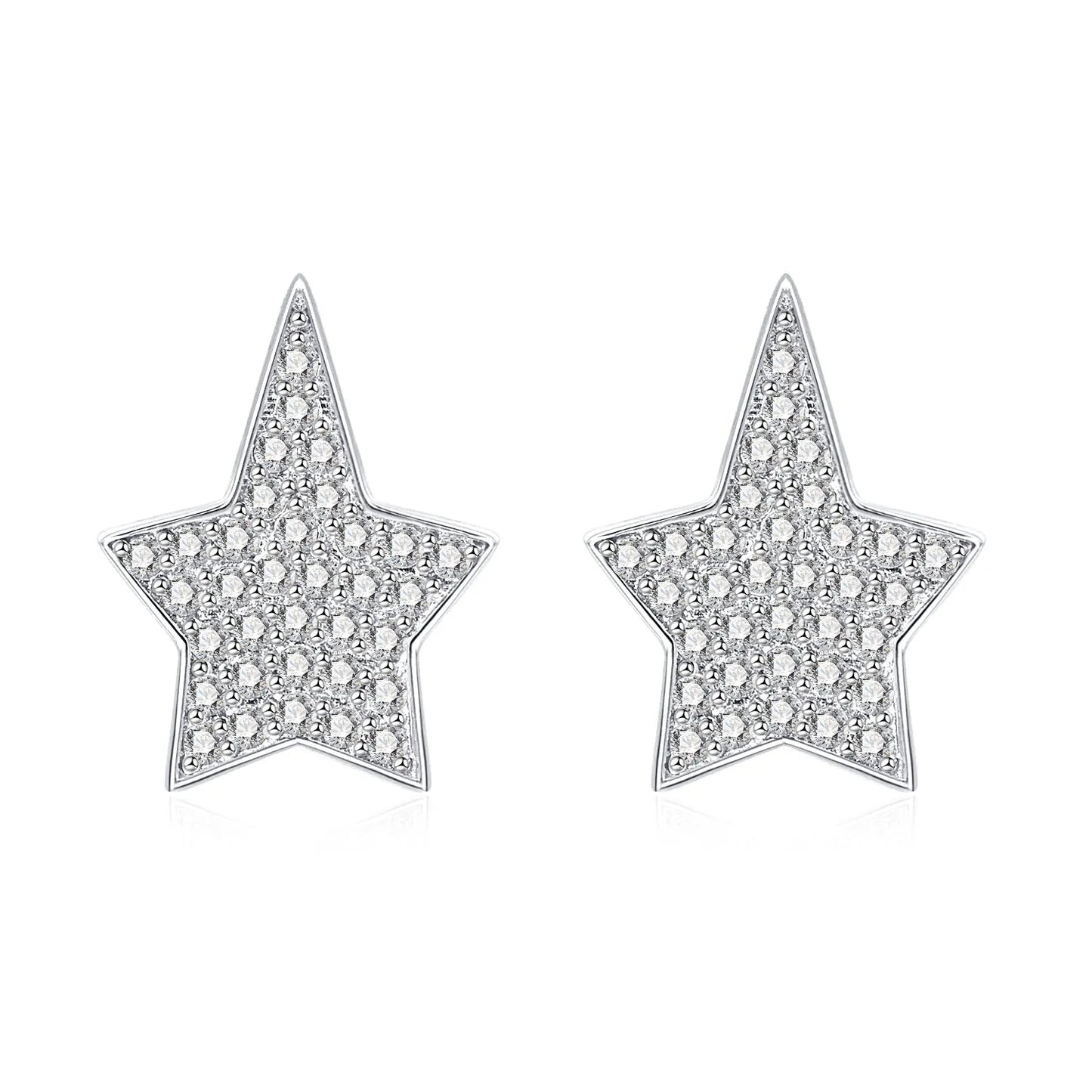 Moissanite Star Pave Stud Earrings for Women