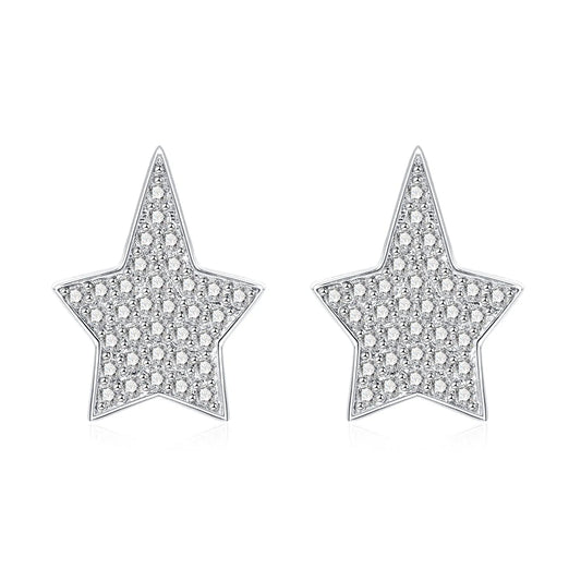 Moissanite Star Pave Stud Earrings for Women