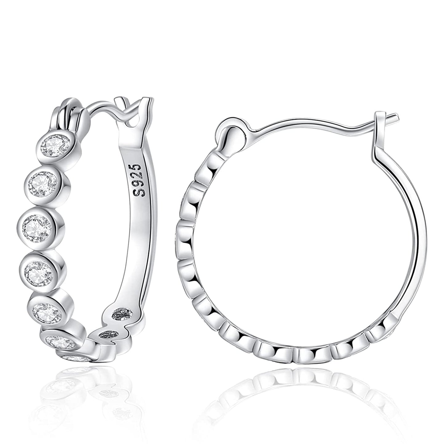 Moissanite Bubble Hoop Earrings for Women in Silver