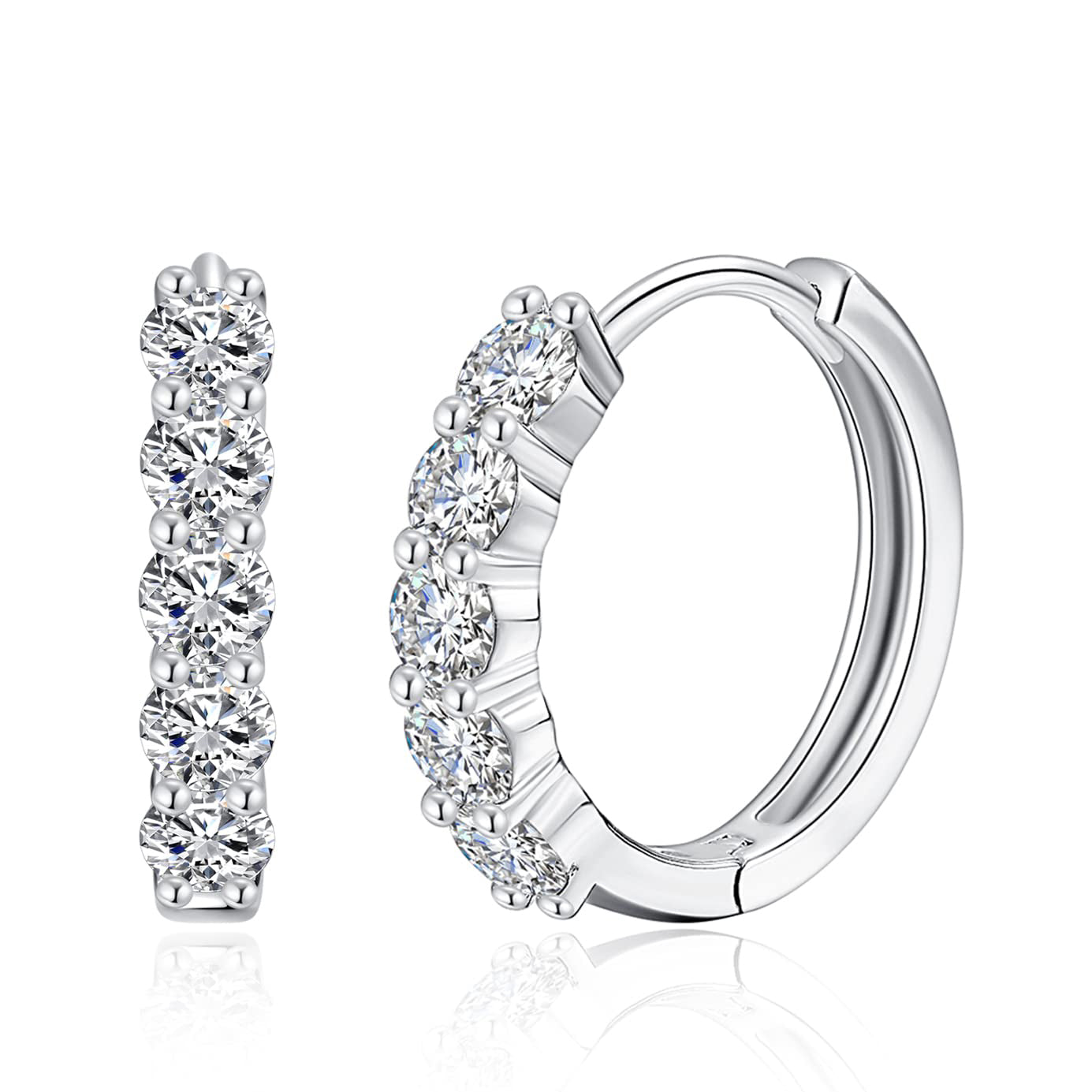 Moissanite Hoop Earrings for Women Girls Sterling Silver Small