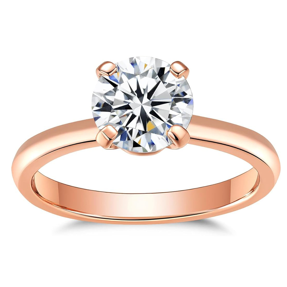 1-2CT Yellow/ Rose Gold Plated Moissanite Solitaire Engagement Ring