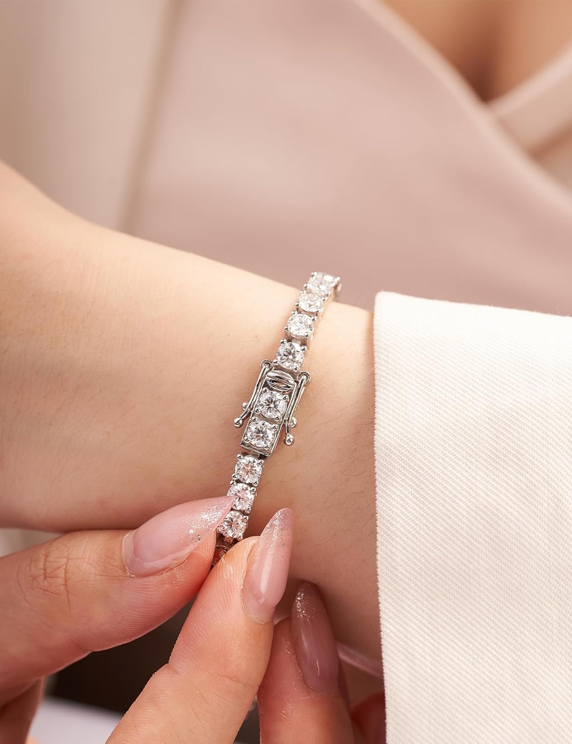 Moissanite Tennis Bracelet for Women in Sterling Silver 3mm