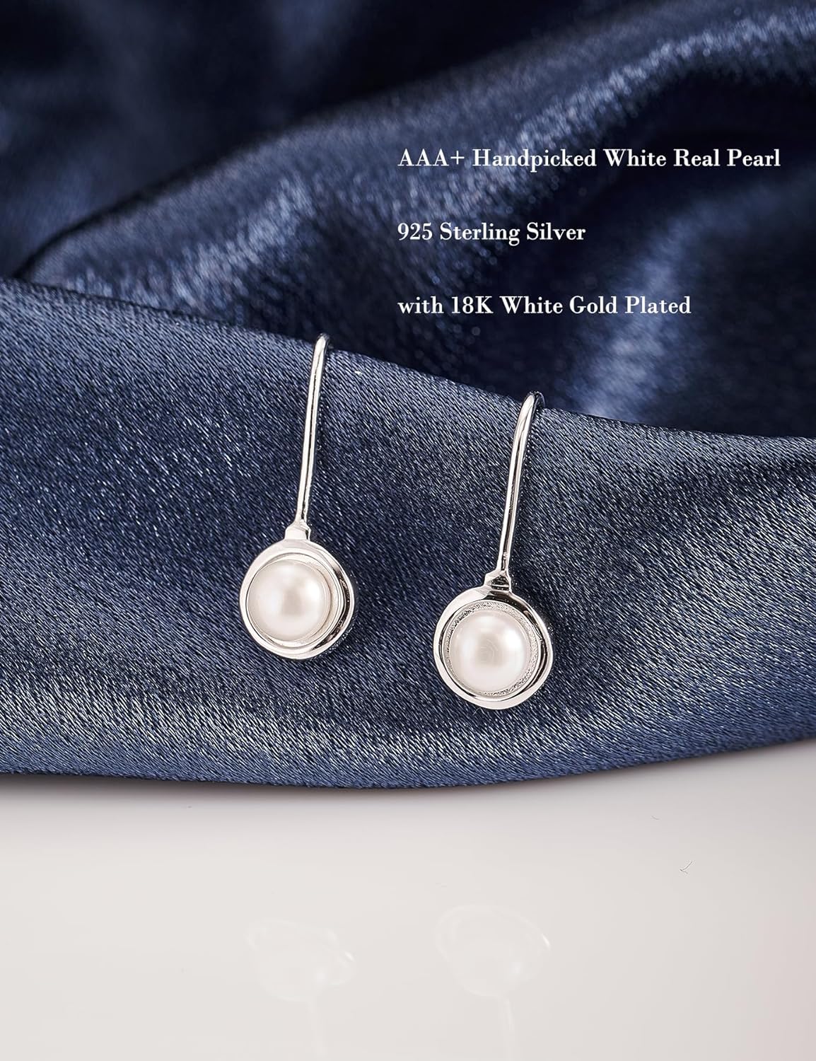 Pearl Earrings for Women with 7.5mm White Freshwater Pearl