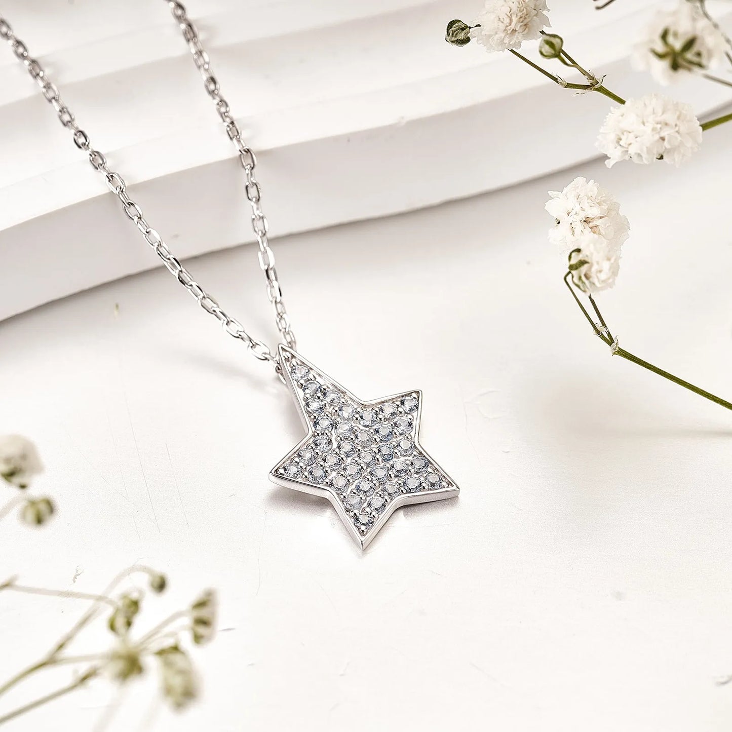 Moissanite Star Pave Pendent Necklace for Women