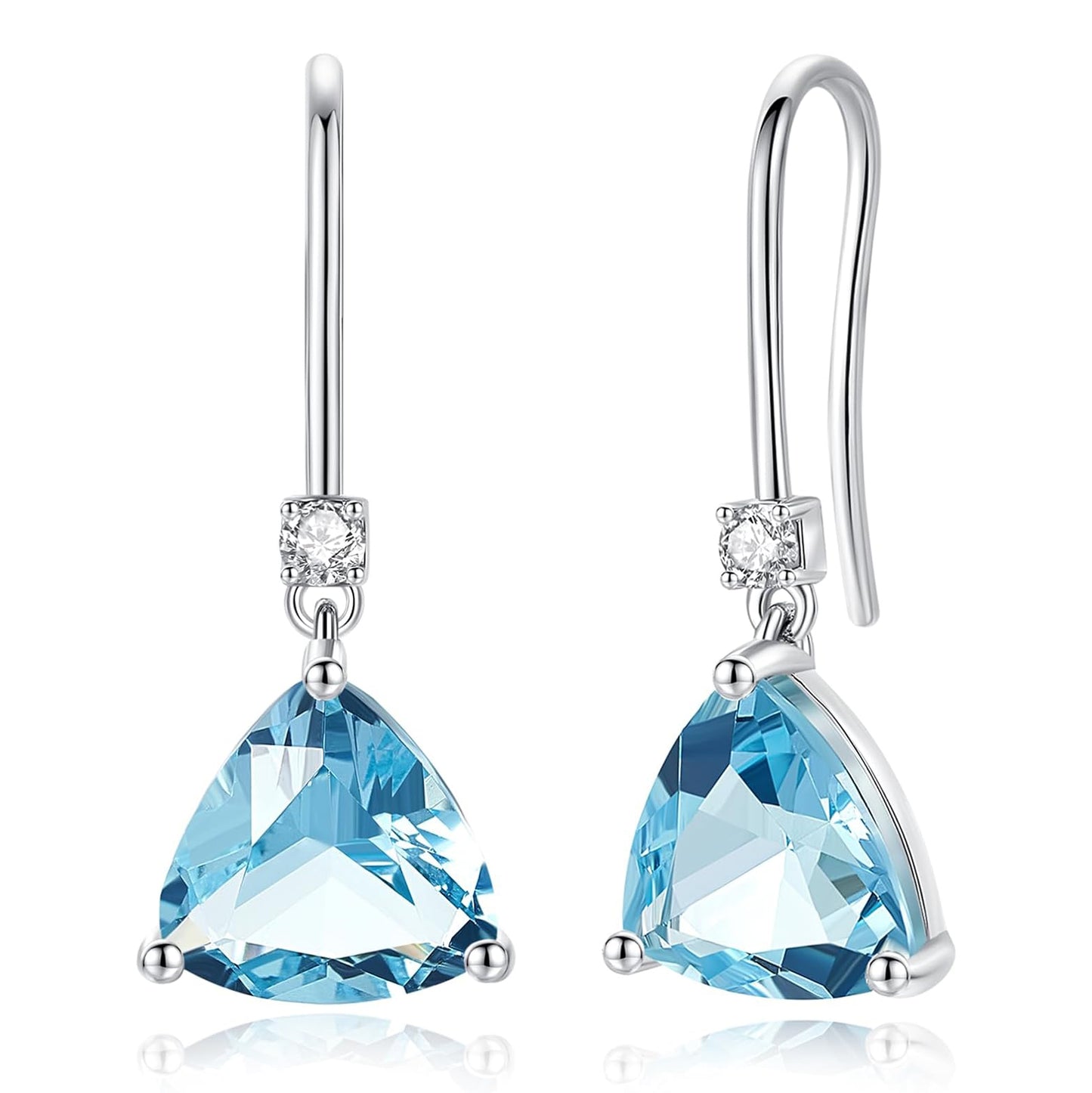 Trillion Cut Cubic Zirconia Drop Earrings for Women in Silver