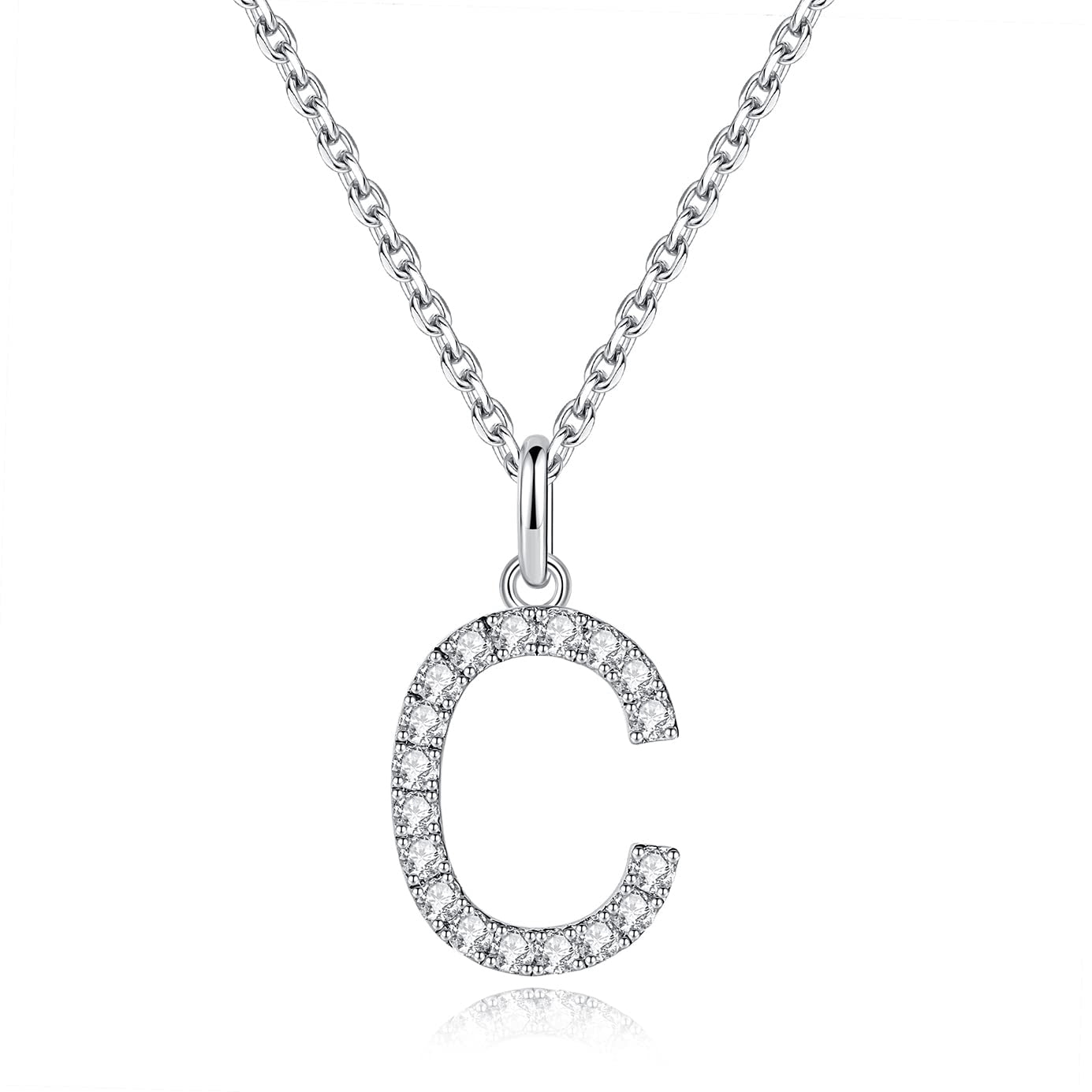 Moissanite A Initial Letter Pendant Necklace for Women in Silver