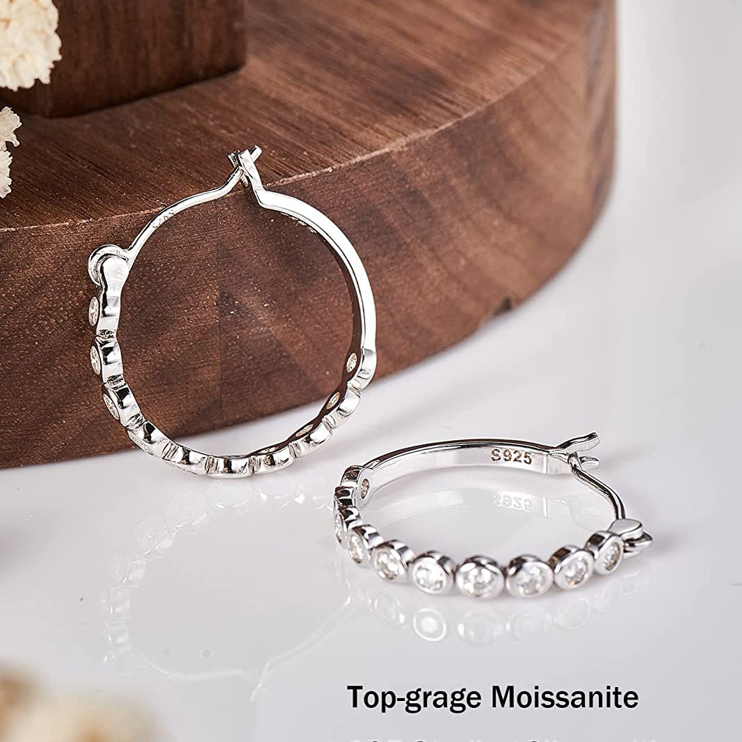 Moissanite Bubble Hoop Earrings for Women in Silver