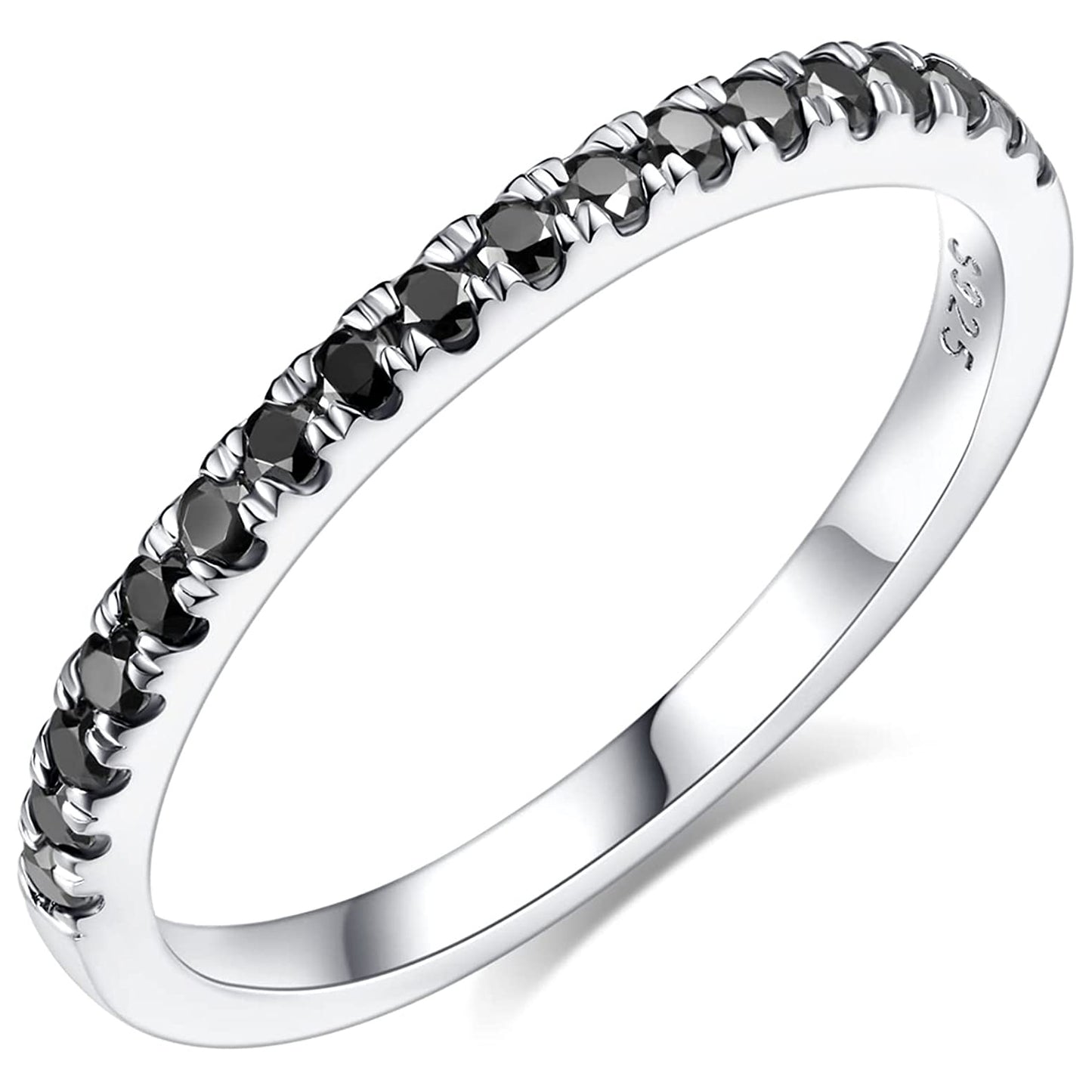 Black Moissanite Wedding Band for Women in Silver 0.3CT