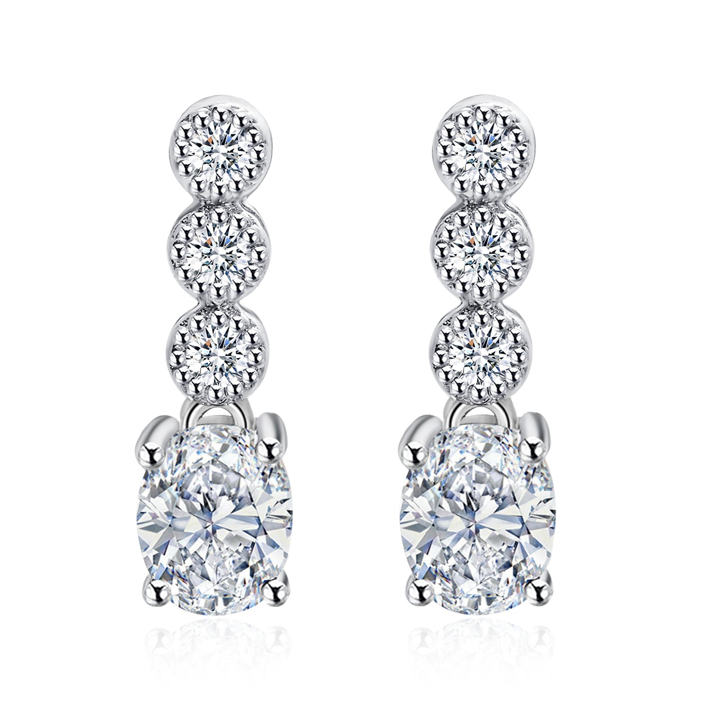 Moissanite Oval Drop Earrings for Women in Sterling Silver 0.5CT