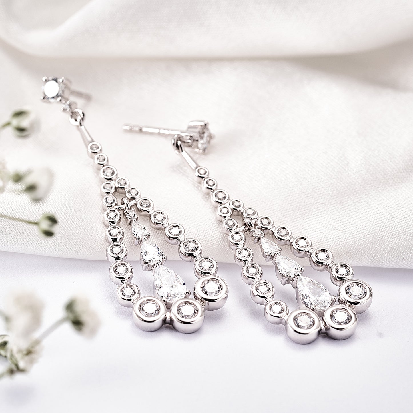 Moissanite Teardrop Dangle Chandelier Earrings for Women