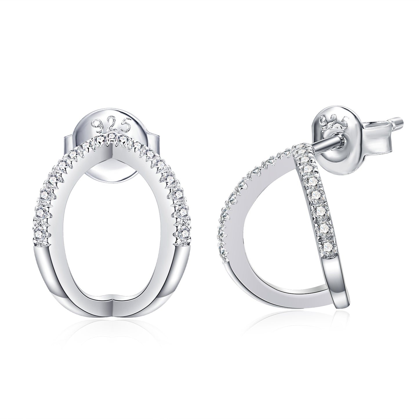 Moissanite Split Half Hoop Stud Earrings for Women