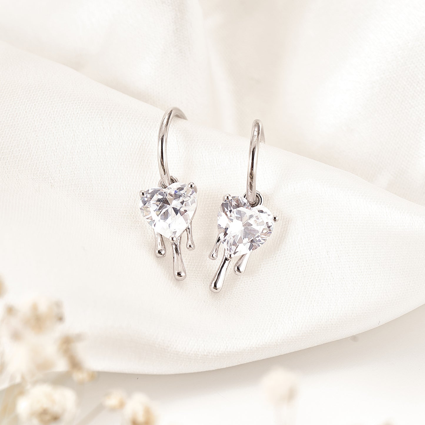 Moissanite Heart-Shaped Open Hoop Earrings for Women 3.6CT