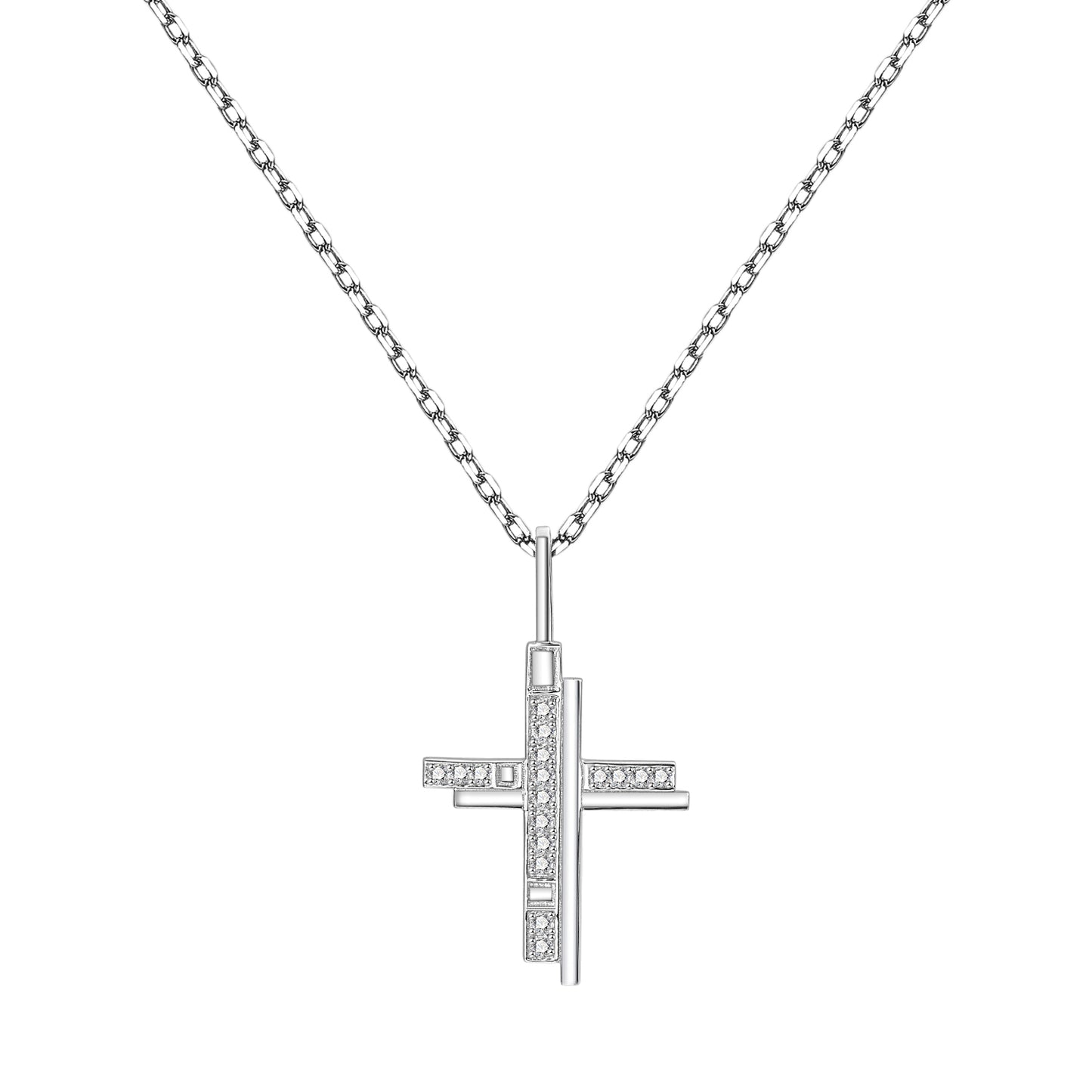 Moissanite Cross Pendant Necklaces for Women 0.18CT