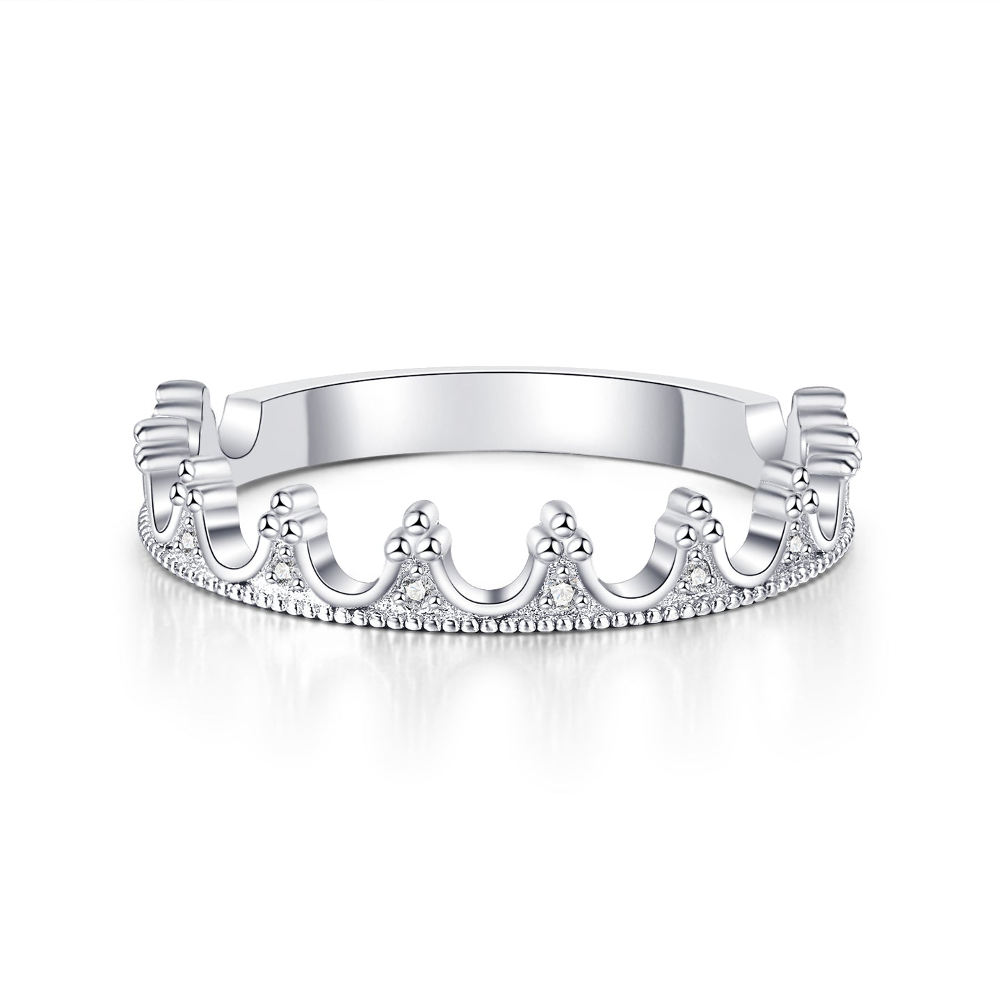 Moissanite Tiara Crown Stackable Wedding Band for Women