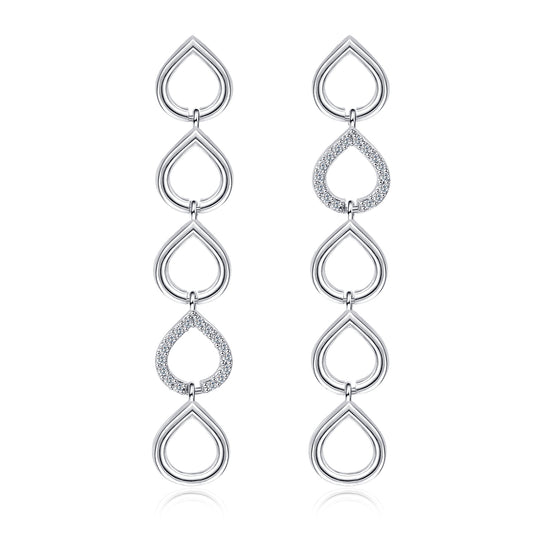 Moissanite Teardrop Open Dangle Earrings for Women