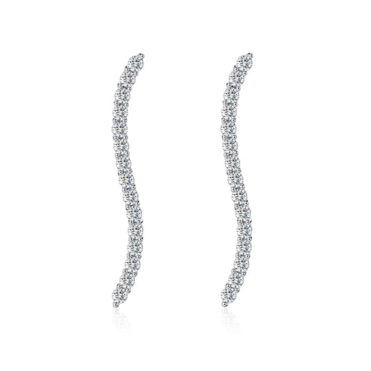 Moissanite Climber Crawler Curve Earrings for Women