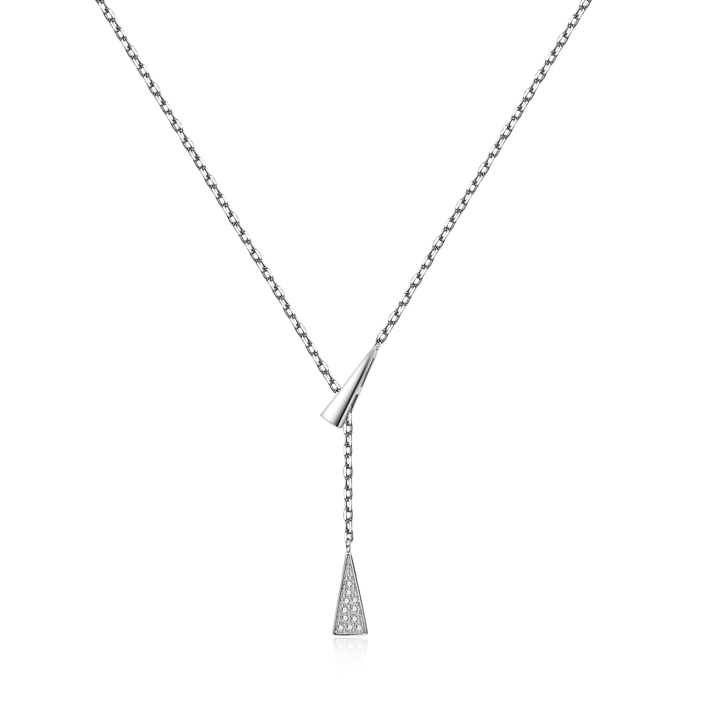 Moissanite Triangle Pendant Necklace for Women in Silver