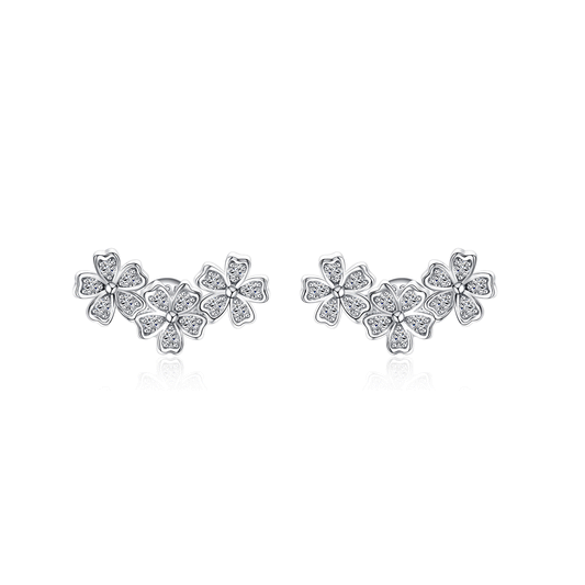 Moissanite Flower Nature Inspired Stud Earrings for Women