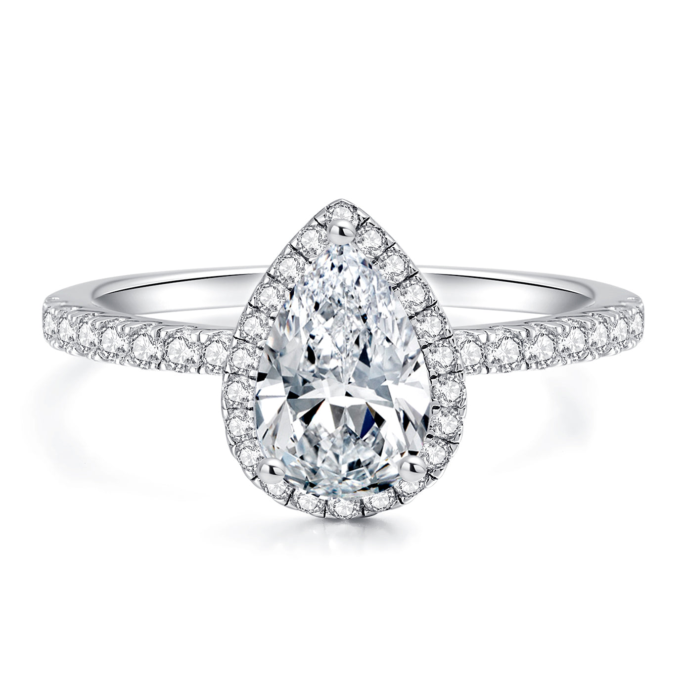 Moissanite Pear Shaped Halo Engagement Rings for Women