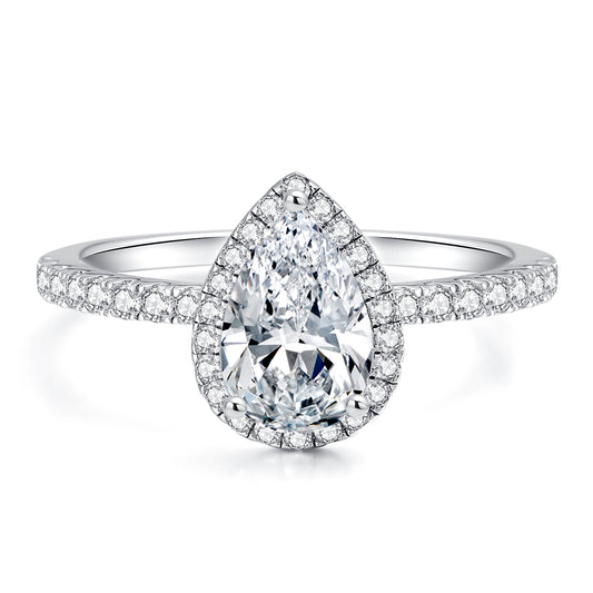 Moissanite Pear Shaped Halo Engagement Rings for Women