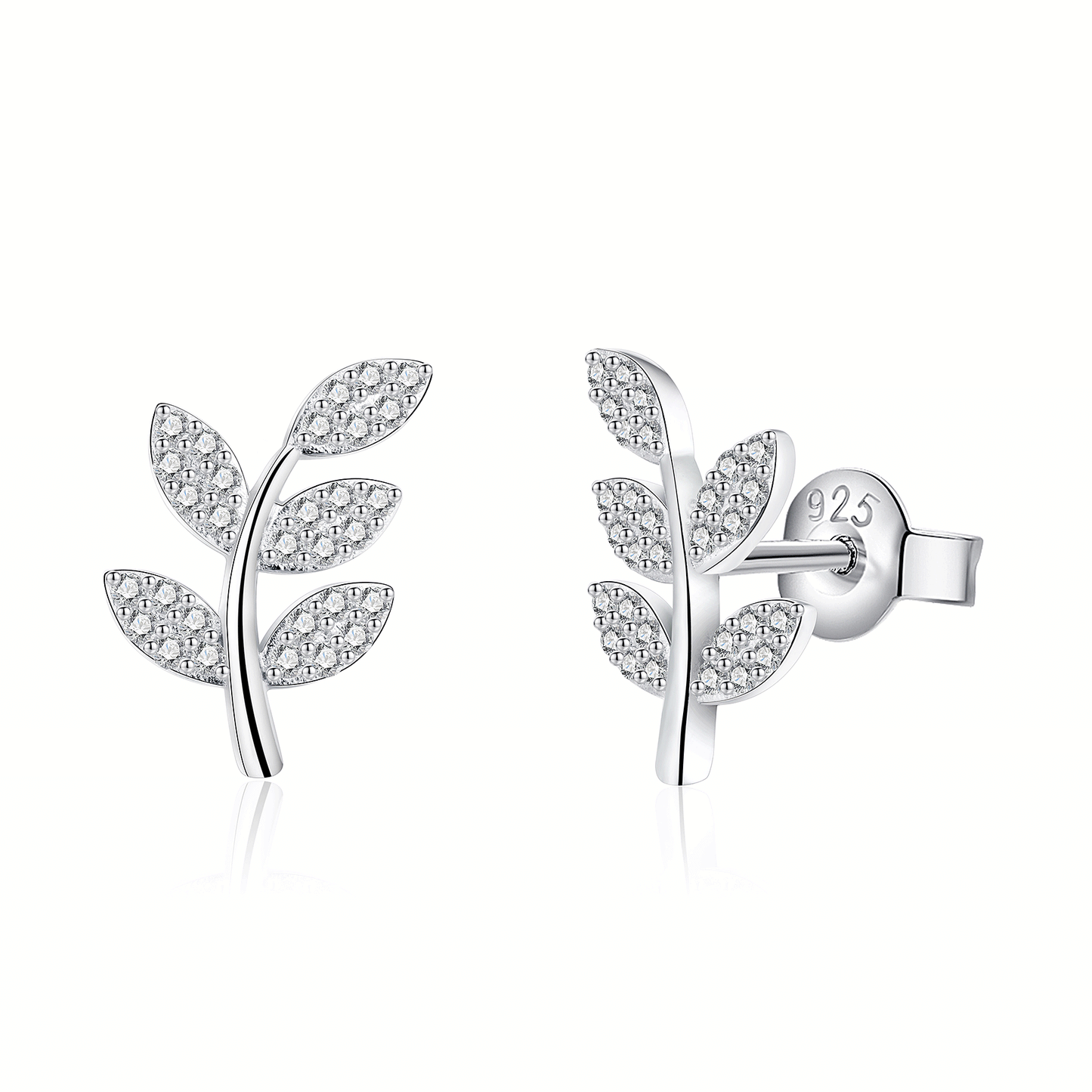 Moissanite Leaf Nature Inspired Stud Earrings for Women