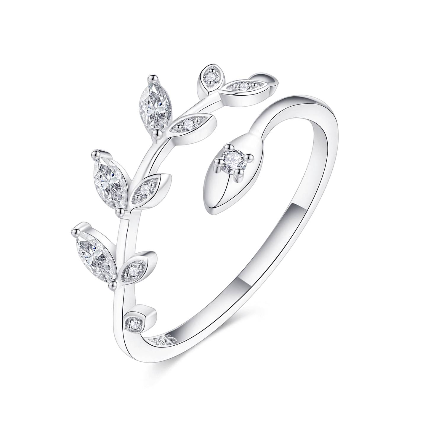 Moissanite Adjustable Leaf Eternity Wedding Band for Women