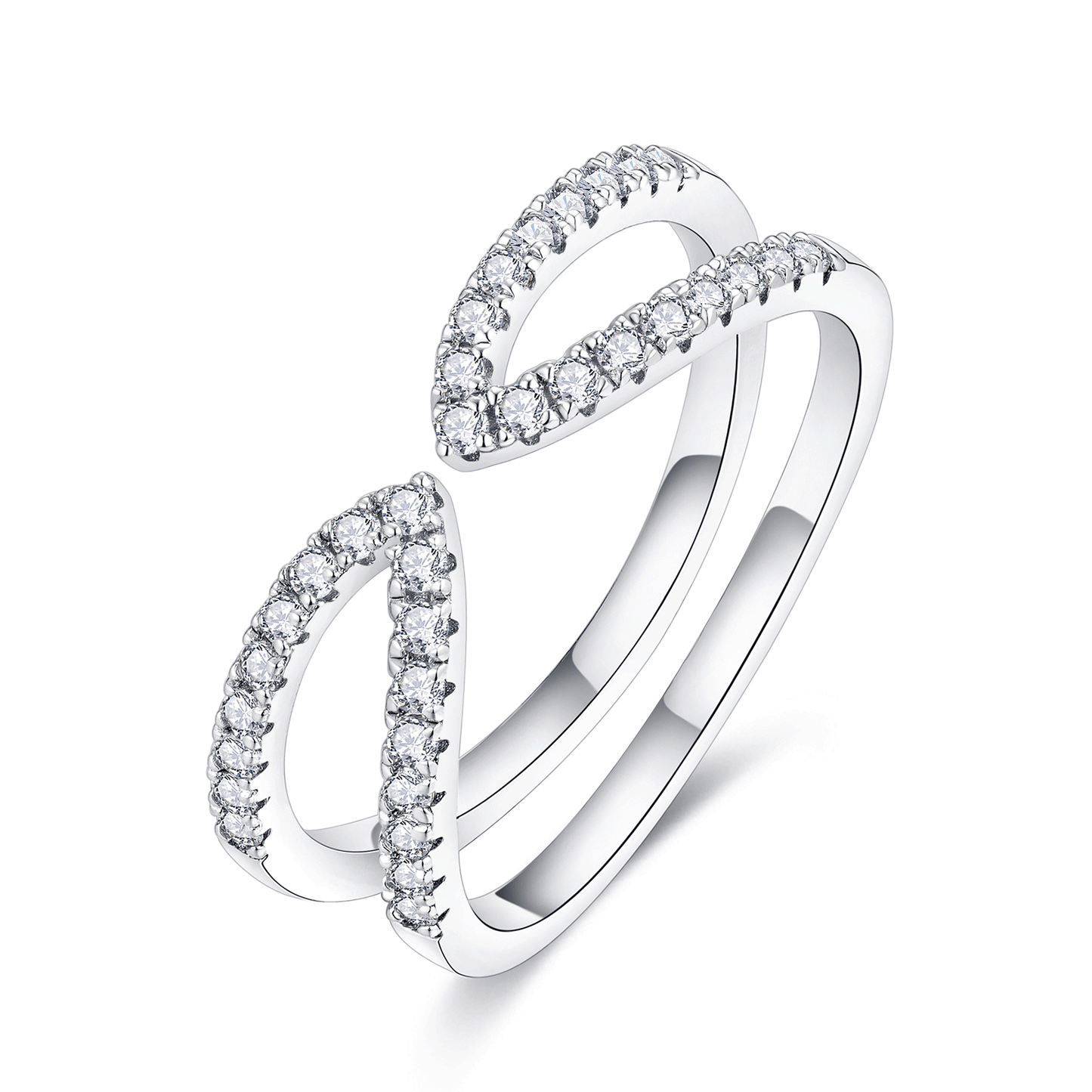 Moissanite Adjustable Double Eternity Wedding Band for Women