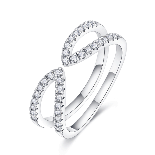 Moissanite Adjustable Double Eternity Wedding Band for Women