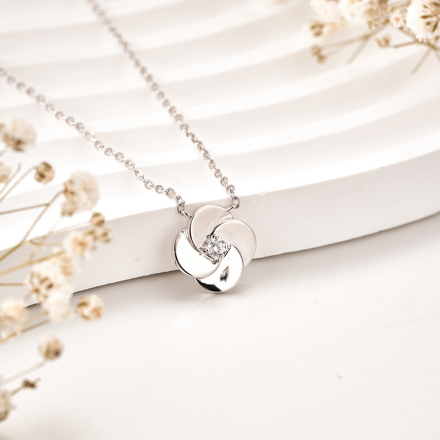 Moissanite Blossom Pendant Necklaces for Women