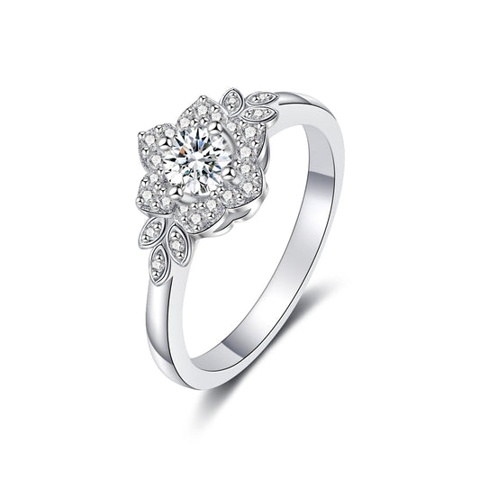 Moissanite Cluster FLower Engagement Ring for Women 1CT