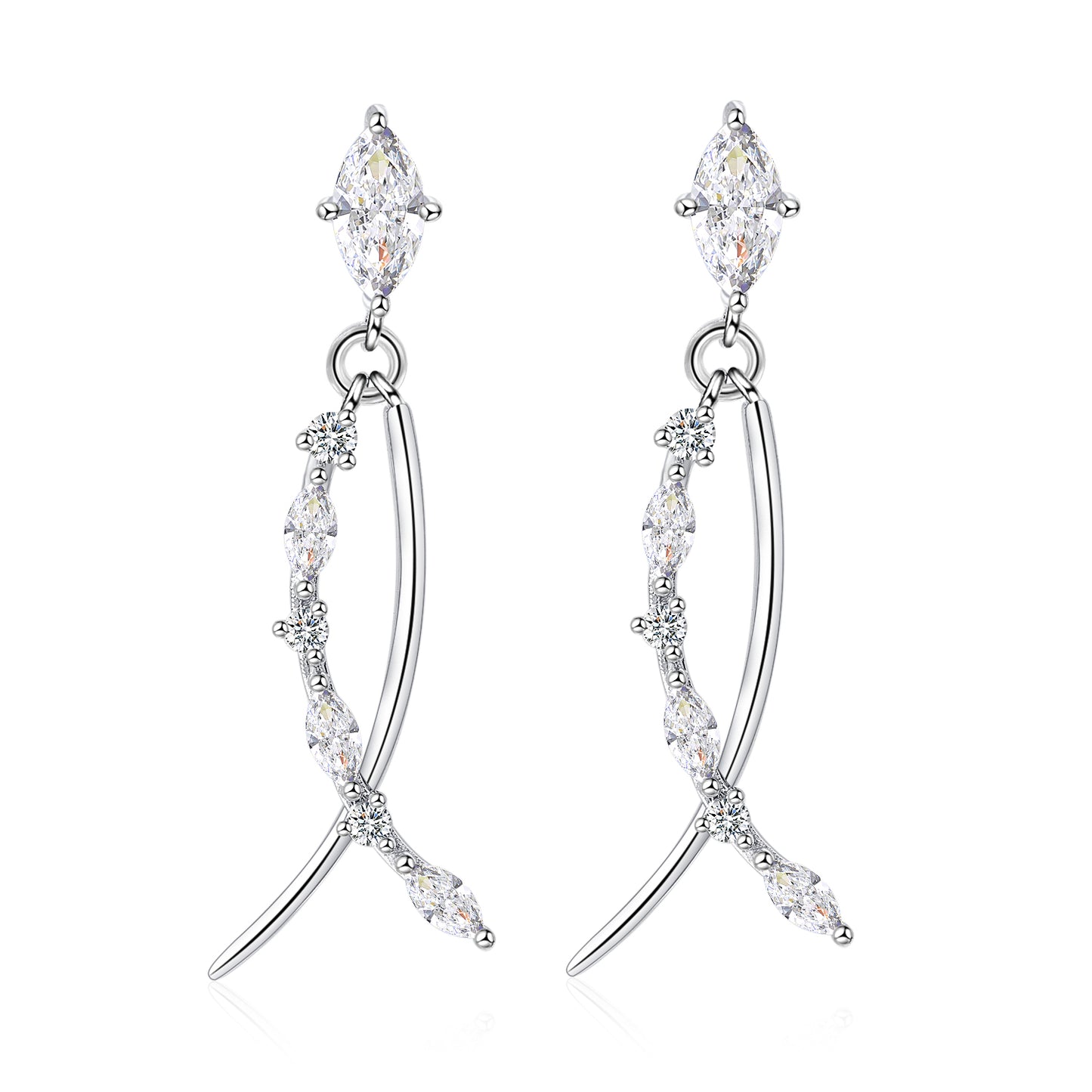 Moissanite Marquise Cut Dangle Earrings for Women