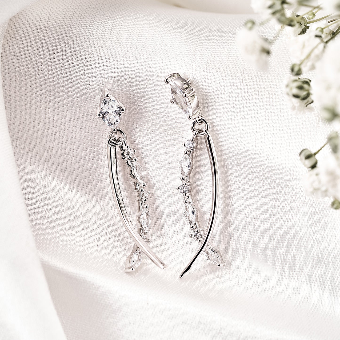 Moissanite Marquise Cut Dangle Earrings for Women