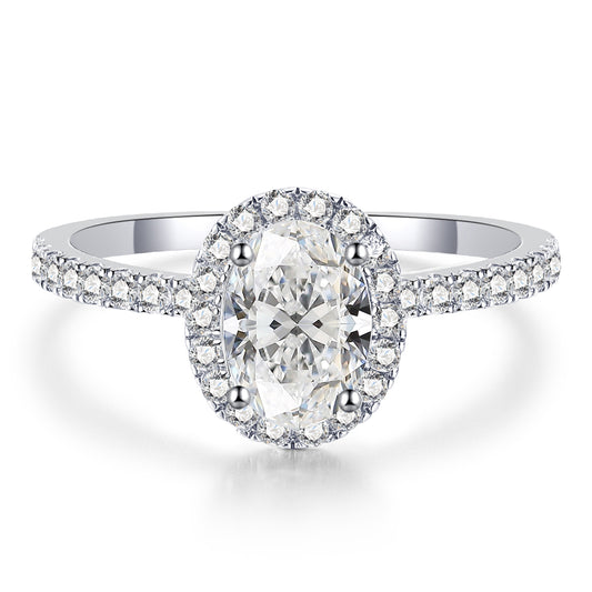 Moissanite Oval Halo Engagement Rings for Women