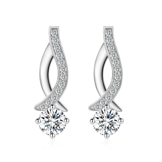 Moissanite Drop Stud Earrings for Women 1CT