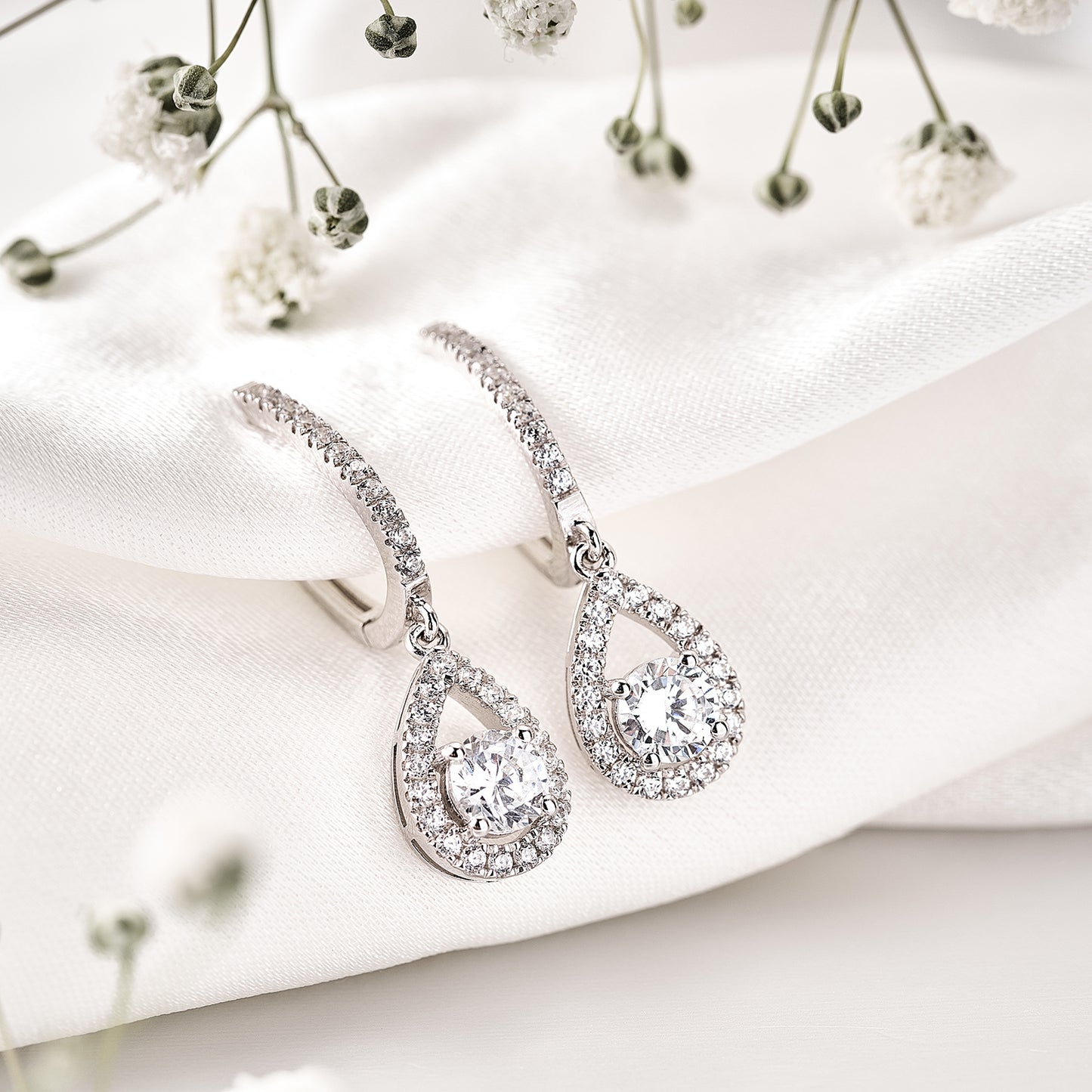 Moissanite Teardrop Lever Back Earrings for Women 1CT