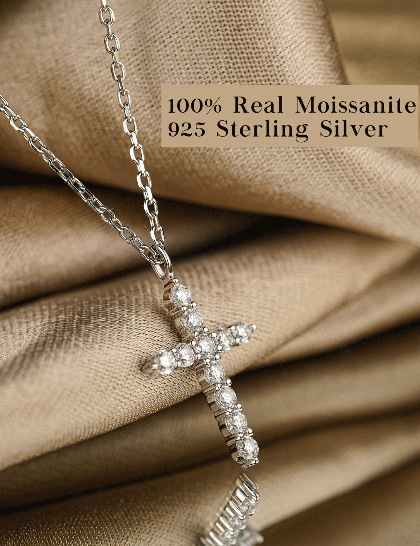 Cross Moissanite Pendant Necklace for Women