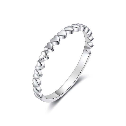 Heart Shaped Sterling Silver Stackable Eternity Ring for Women