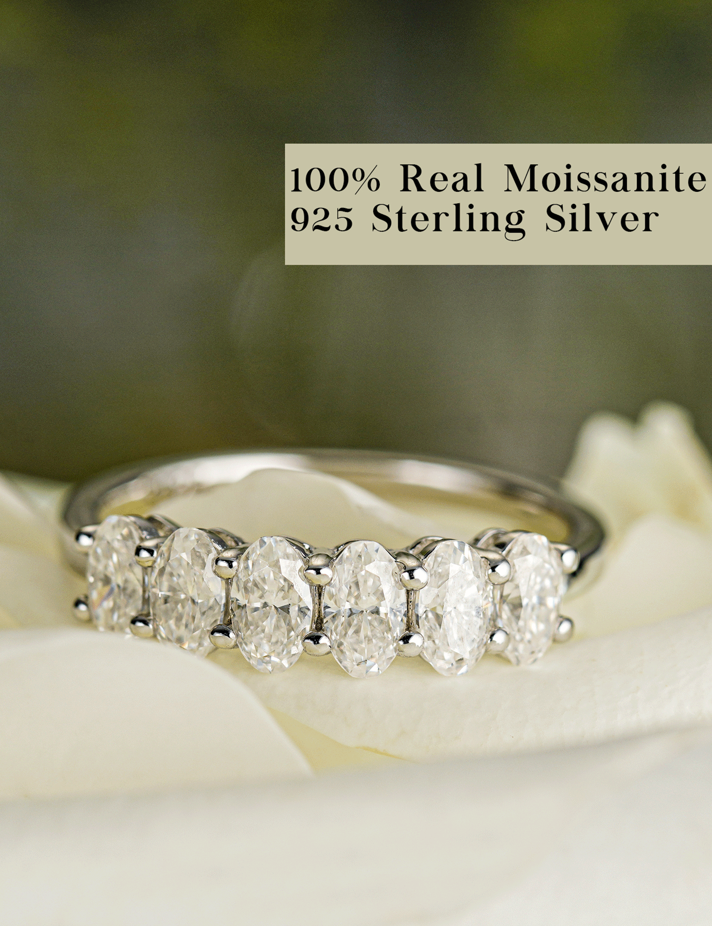 Oval Moisssanite Eternity Wedding Band Ring