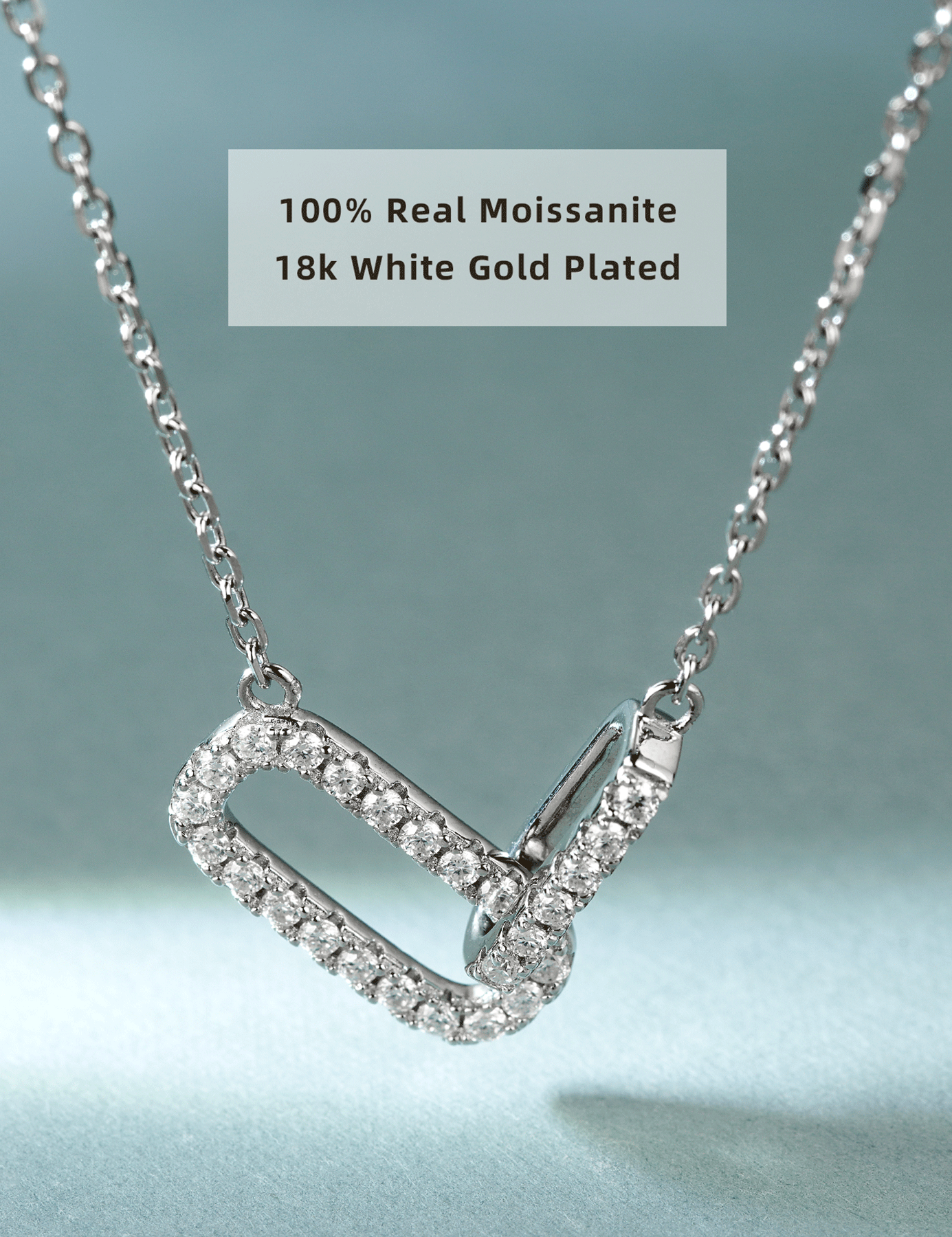 Paperclip Moissanite Pendant Necklace