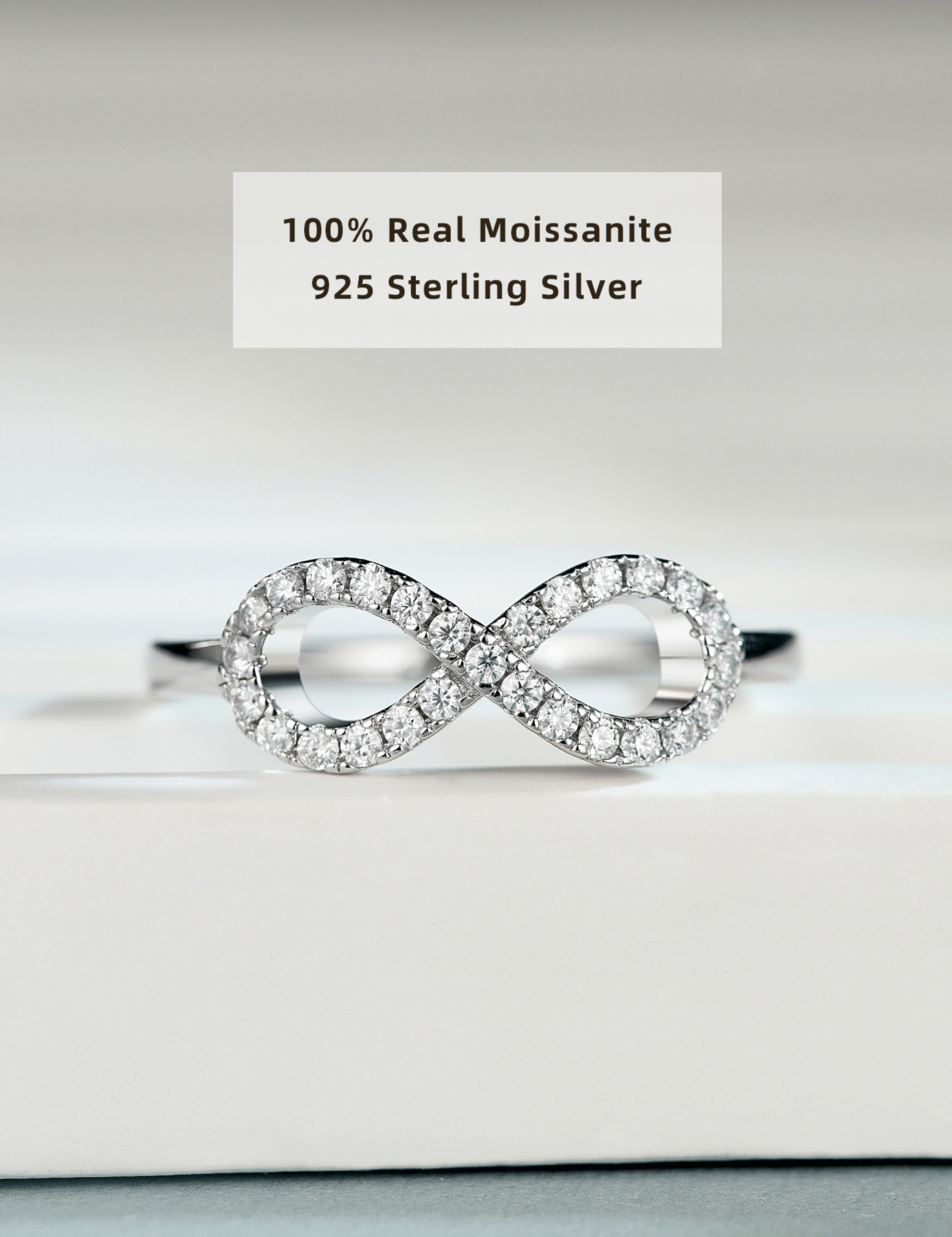 Infinity Moissanite Eternity Wedding Bands Rings for Women