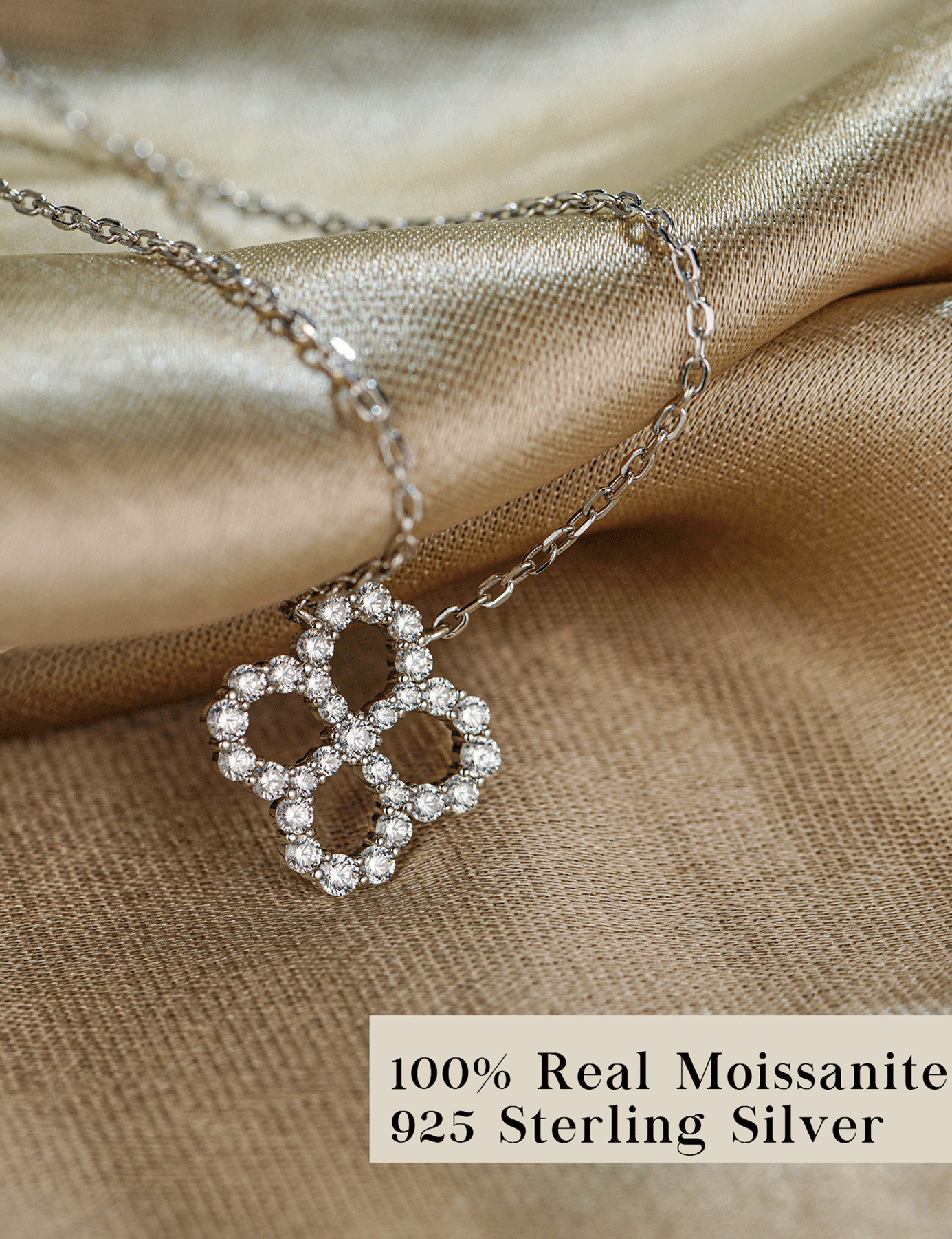 Moissanite Open Clover Necklaces for Women